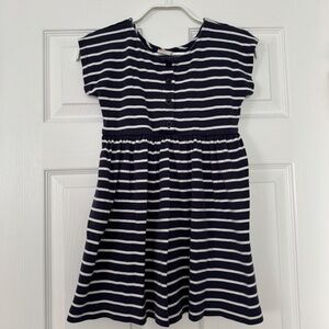 Hanna Andersson Striped Button-Front Dress, 100% Cotton; Navy and White